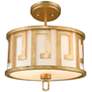 3_Lemuria 15"W Distressed Gold and Ivory Drum Pendant Light more views