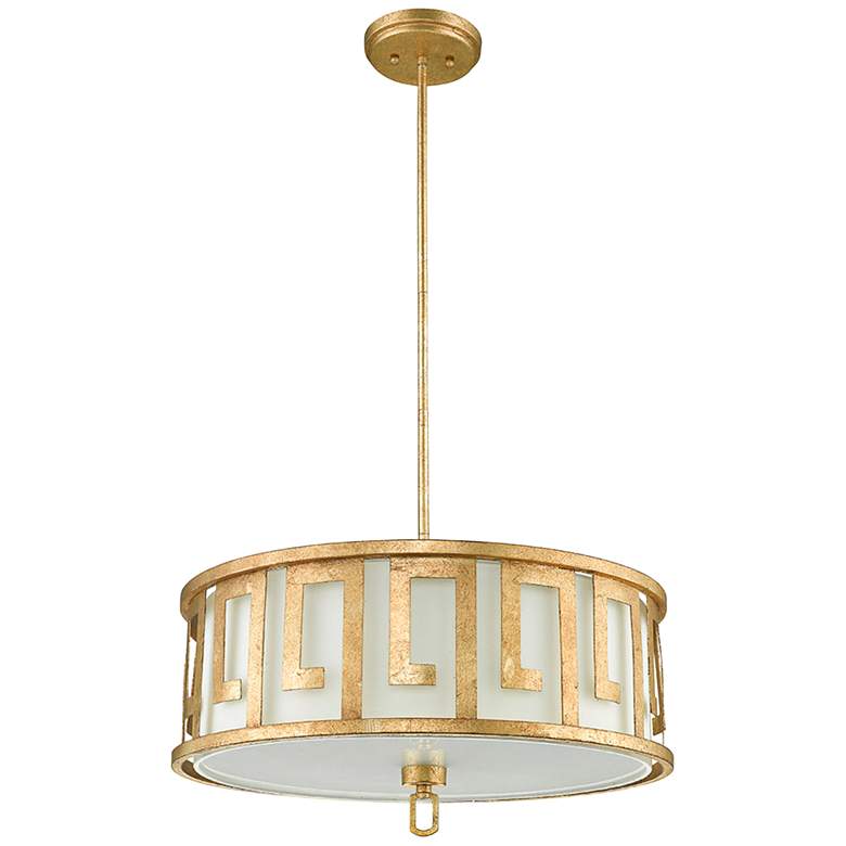 Image 2 Lemuria 22 inch Wide Distressed Gold and Ivory 3-Light Drum Pendant Light more views