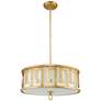 Lemuria 22" Wide Distressed Gold and Ivory 3-Light Drum Pendant Light