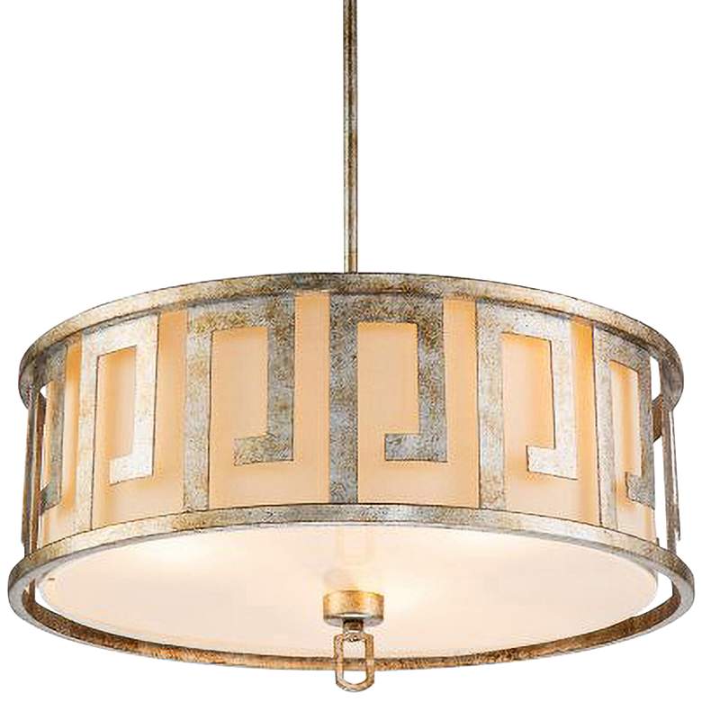 Image 1 Lemuria 22 inchW Antique Silver and Ivory 3-Light Pendant Light