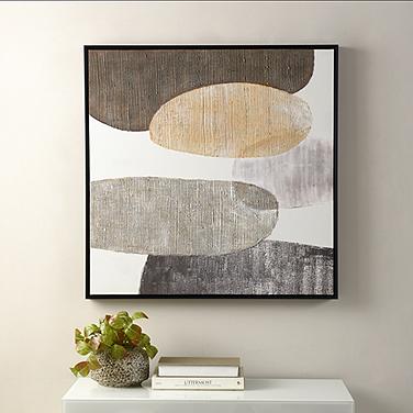 Lena 2 31.49"W x 31.49"H Multi Color Framed Canvas Painting Wall