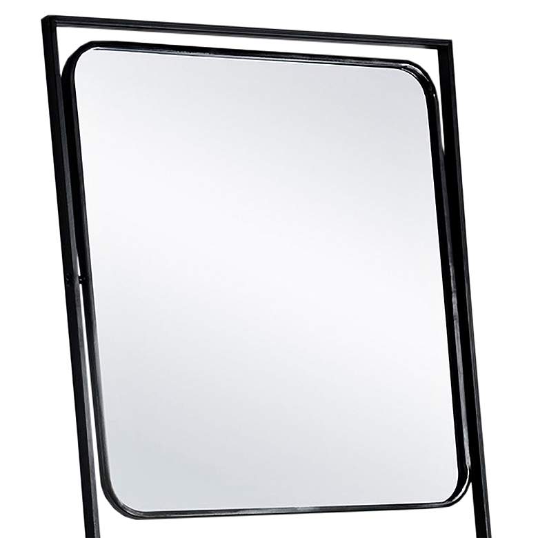 Image 3 Lena 24 1/2"W Black and Natural Standing Shelves w/ Mirror more views