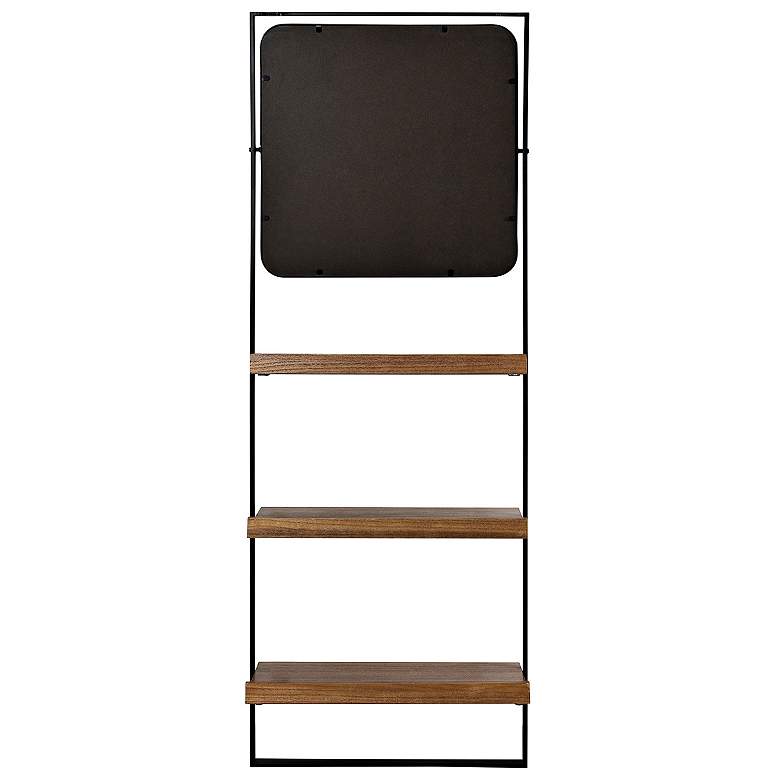 Image 6 Lena 24 1/2"W Black and Natural Standing Shelves w/ Mirror more views