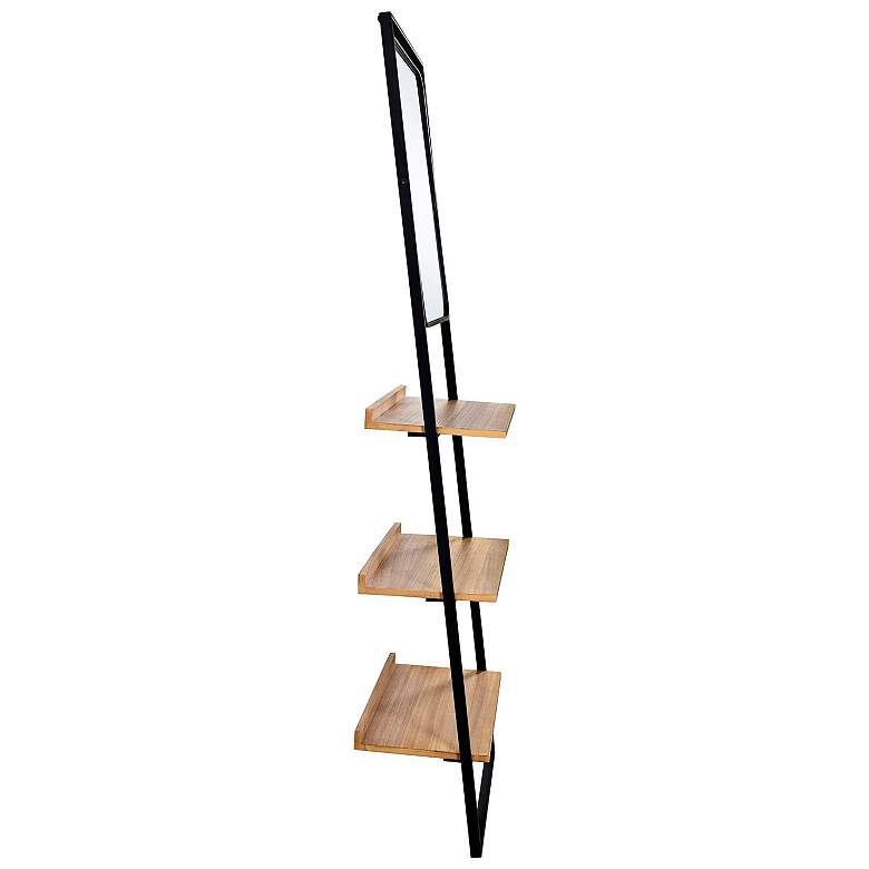 Image 7 Lena 24 1/2"W Black and Natural Standing Shelves w/ Mirror more views