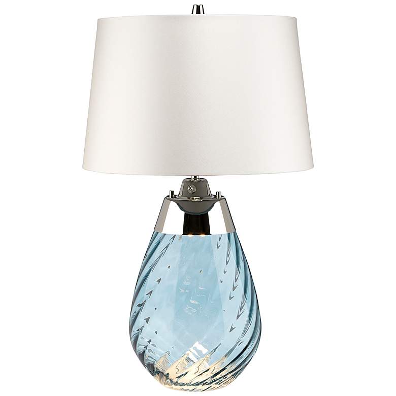 Image 2 Lena 24" High Blue Art Glass Small Table Lamp with Off-White Shade