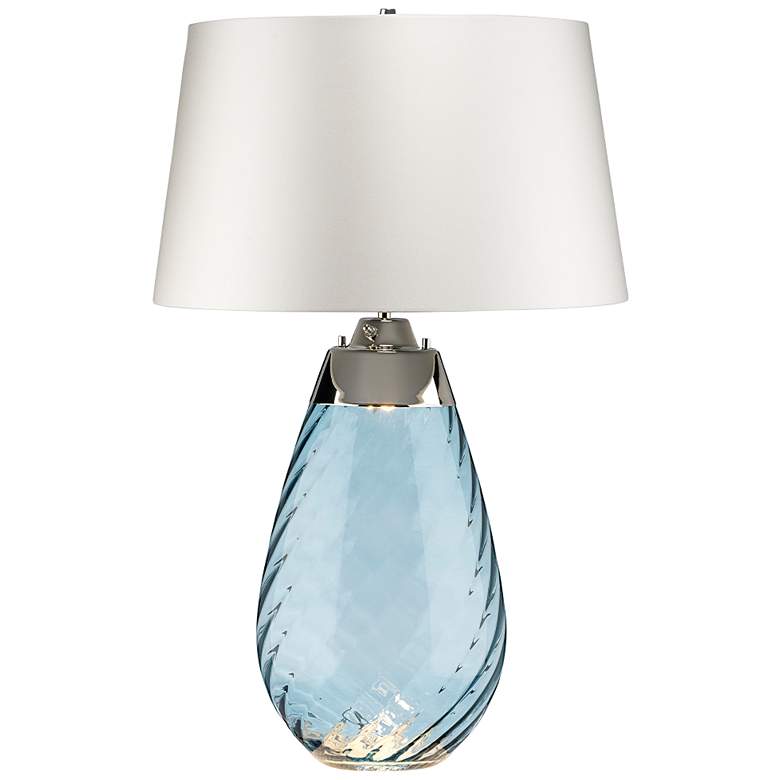 Image 2 Lena 29" High Blue Art Glass Large Table Lamp with Off-White Shade
