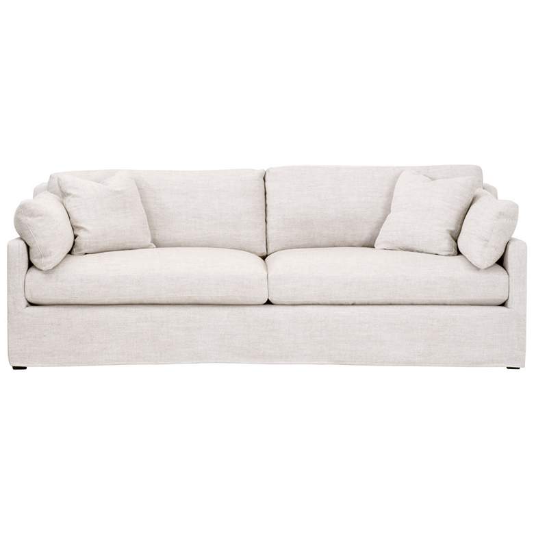 Image 1 Lena 95" Slope Arm Slipcover Sofa, Bisque, Espresso