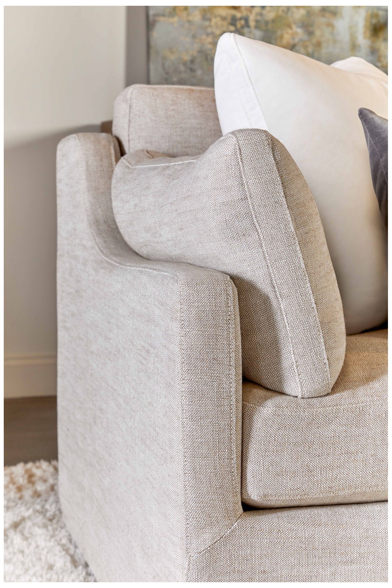 Image 4 Lena 95" Slope Arm Slipcover Sofa, Bisque, Espresso more views