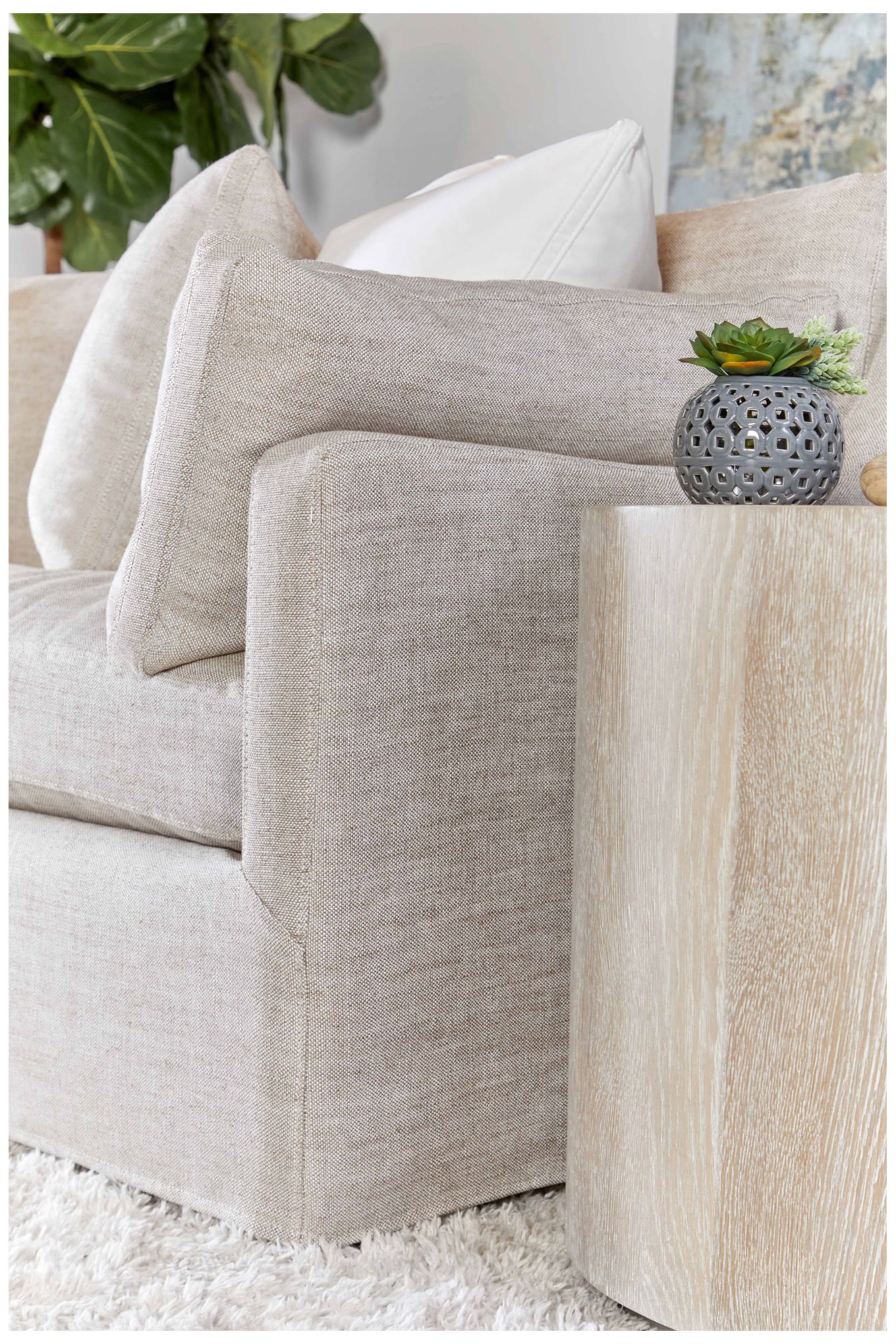 Image 7 Lena 95" Slope Arm Slipcover Sofa, Bisque, Espresso more views
