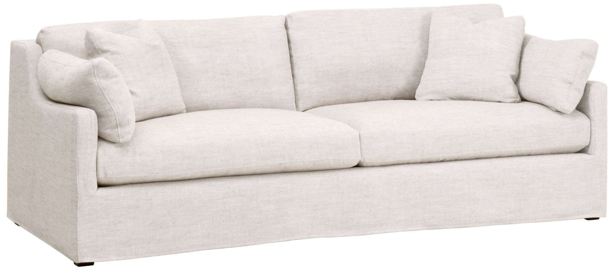 Lena 95" Slope Arm Slipcover Sofa, Bisque, Espresso
