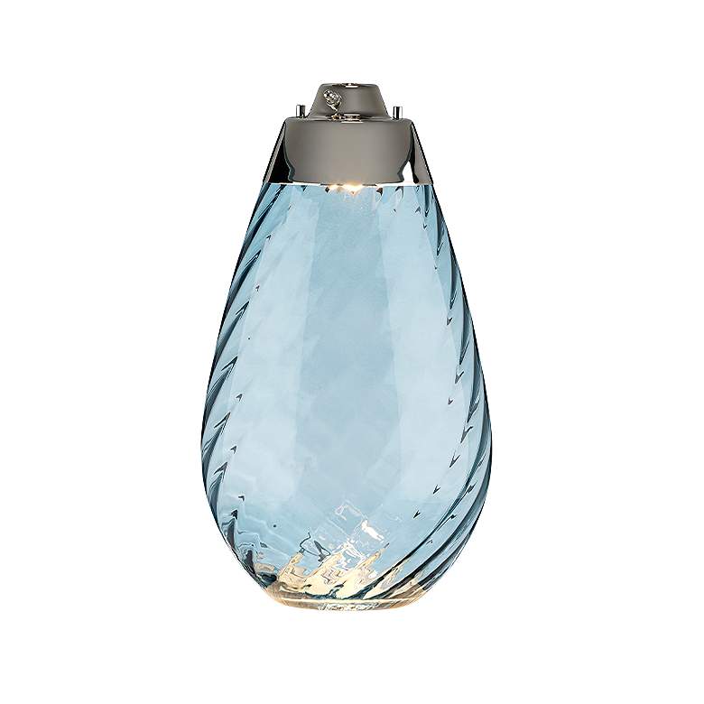 Image 4 Lena Blue Art Glass Large Table Lamp with Blue Satin Shade more views
