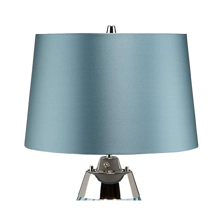 Image 3 Lena Blue Art Glass Small Table Lamp with Blue Satin Shade more views