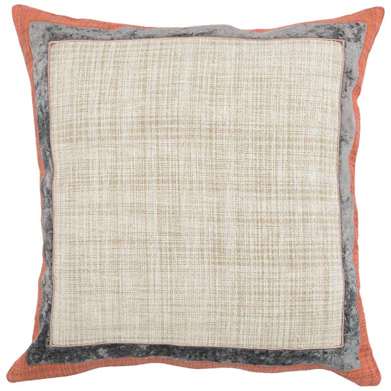 Image 1 Lena Gray and Orange 22 inch Square Decorative Pillow