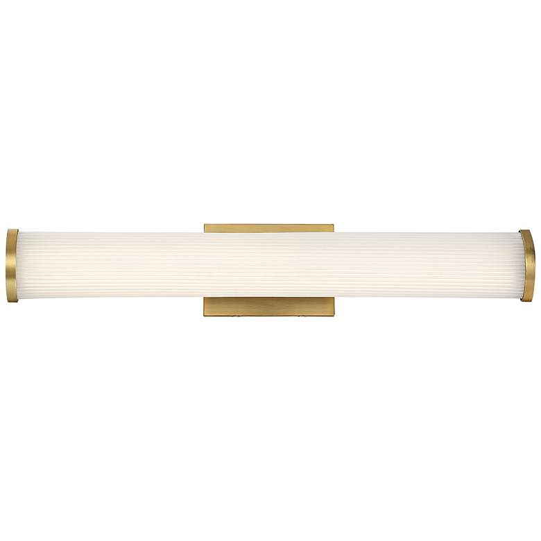 Image 3 Lena; LED Vanity; Brushed Brass with Striped Lens