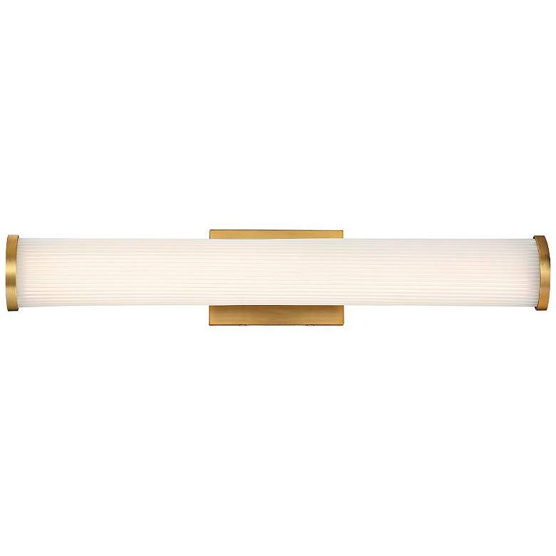 Image 5 Lena; LED Vanity; Brushed Brass with Striped Lens more views