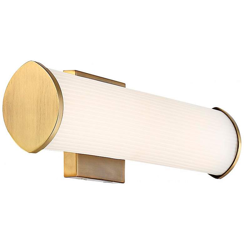 Image 7 Lena; LED Vanity; Brushed Brass with Striped Lens more views