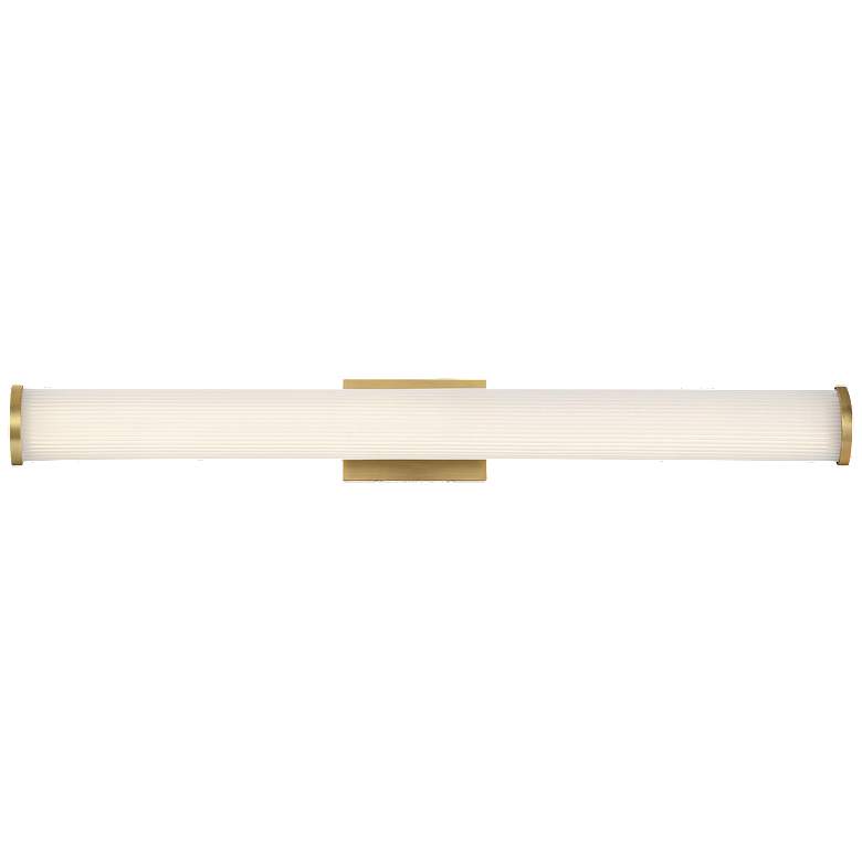 Image 1 Lena; LED Vanity; Brushed Brass with Striped Lens