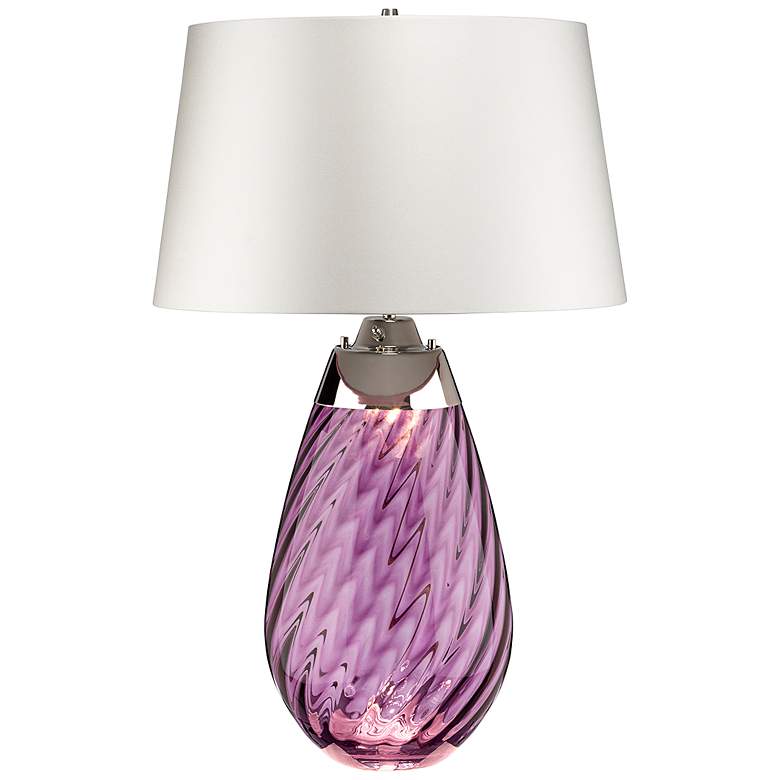 Image 2 Lena Plum Art Glass Large Table Lamp with Off -White Shade