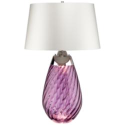 Lena Plum Art Glass Large Table Lamp with Off -White Shade