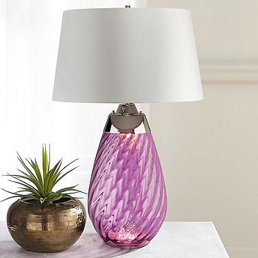 Lena Plum Art Glass Large Table Lamp with Off -White Shade