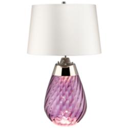 Lena Plum Art Glass Small Table Lamp with Off -White Shade
