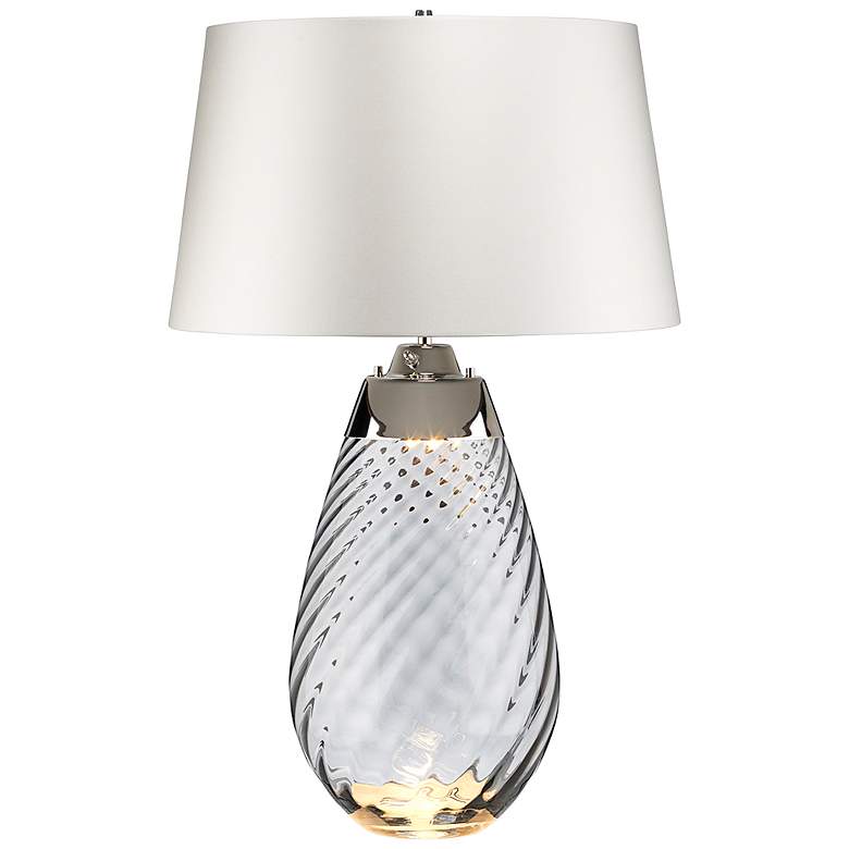 Image 2 Lena Smoke Art Glass Large Table Lamp with Off -White Shade