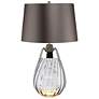 2_Lena Smoke Art Glass Small Table Lamp with Brown Satin Shade