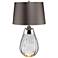 Lena Smoke Art Glass Small Table Lamp with Brown Satin Shade