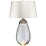 Thumbnail1 of Lena Smoke Art Glass Small Table Lamp with Off -White Shade