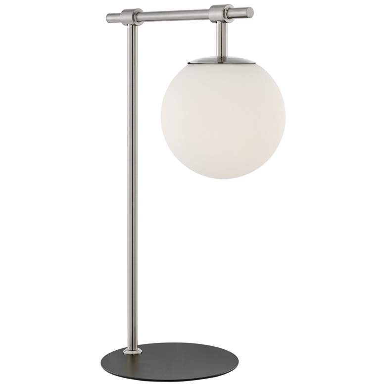 Image 2 Lencho Brushed Nickel Accent Table Lamp with Frosted Shade