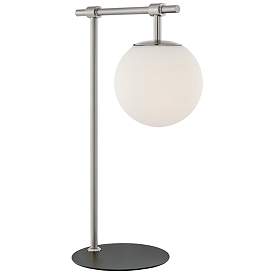 Image2 of Lencho Brushed Nickel Accent Table Lamp with Frosted Shade