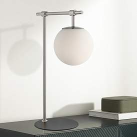 Image1 of Lencho Brushed Nickel Accent Table Lamp with Frosted Shade