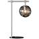 Lencho Brushed Nickel Accent Table Lamp with Smoke Shade