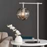 Lencho Brushed Nickel Accent Table Lamp with Smoke Shade