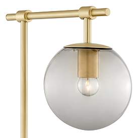 Image3 of Lencho Gold Metal Accent Table Lamp with Smoke Shade more views