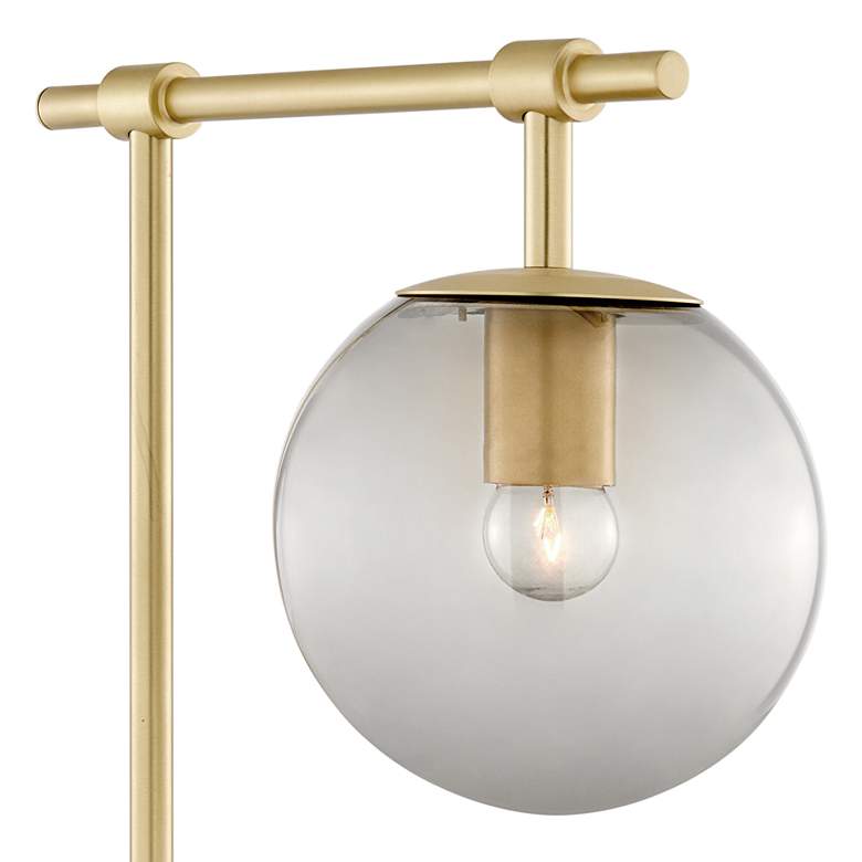Image 3 Lencho Gold Metal Accent Table Lamp with Smoke Shade more views