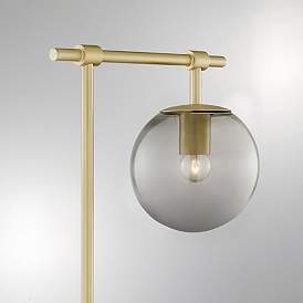 Image5 of Lencho Gold Metal Accent Table Lamp with Smoke Shade more views