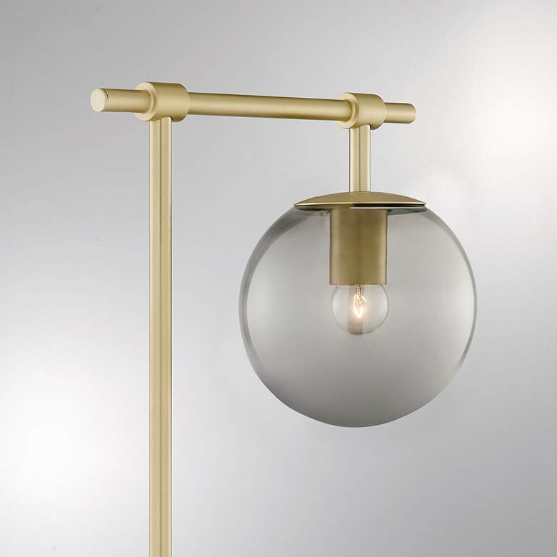 Image 5 Lencho Gold Metal Accent Table Lamp with Smoke Shade more views
