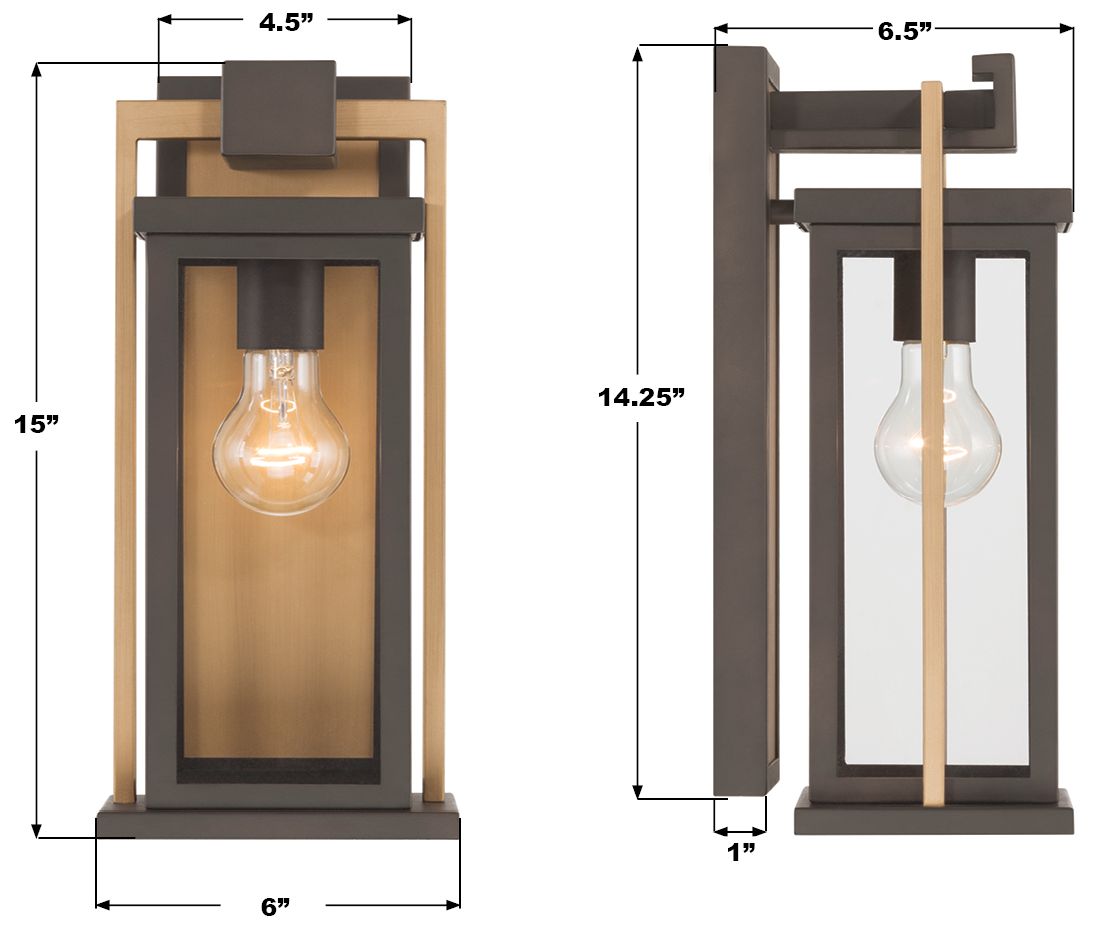 Lendel 6'' Twilight Bronze + Textured Gold Outdoor Sconce