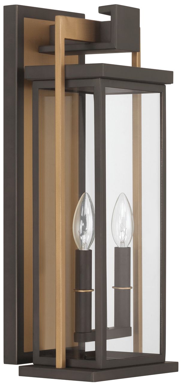 Image 3 Lendel 8'' Twilight Bronze + Textured Gold Outdoor Sconce more views
