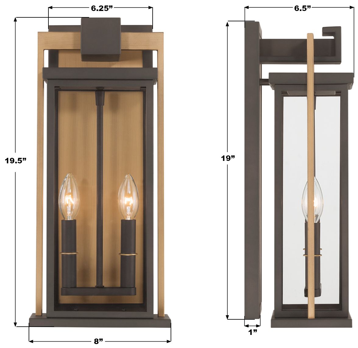 Lendel 8'' Twilight Bronze + Textured Gold Outdoor Sconce