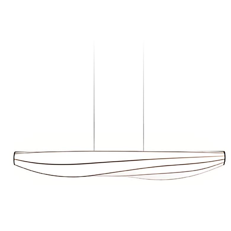 Image 1 Lenis 64.5"W Walnut Accented White Fabric 2700K P1 LED Linear Pendant