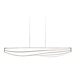 Lenis 64.5&quot;W Walnut Accented White Fabric 3500K P2 LED Linear Pendant
