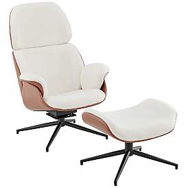 Image2 of Lennart Ivory Brown Swivel Lounge Chair