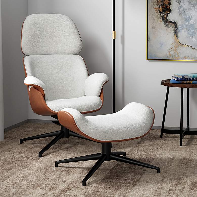 Image 1 Lennart Ivory Brown Swivel Lounge Chair