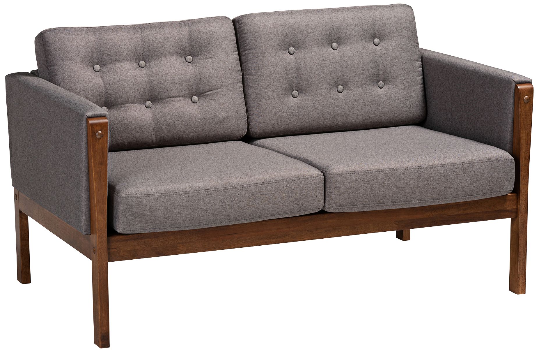 Lenne 52 1/4" Wide Gray and Walnut Brown Tufted Loveseat