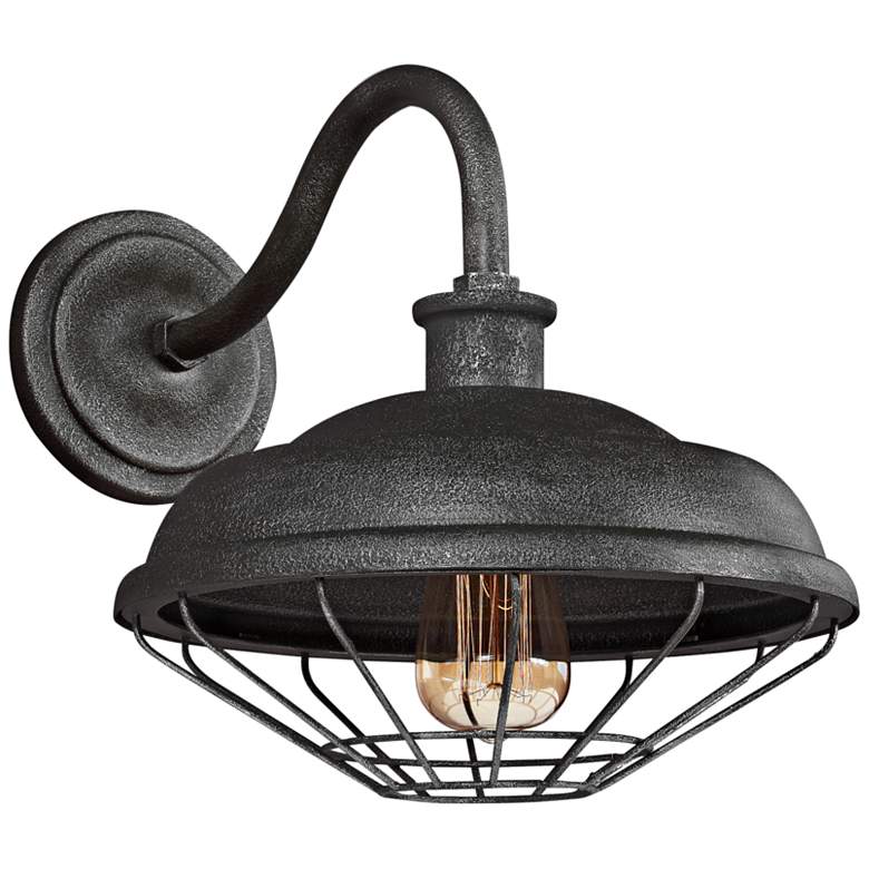 Image 1 Lennex 12 1/2 inchH Slated Gray Metal Indoor-Outdoor Wall Light