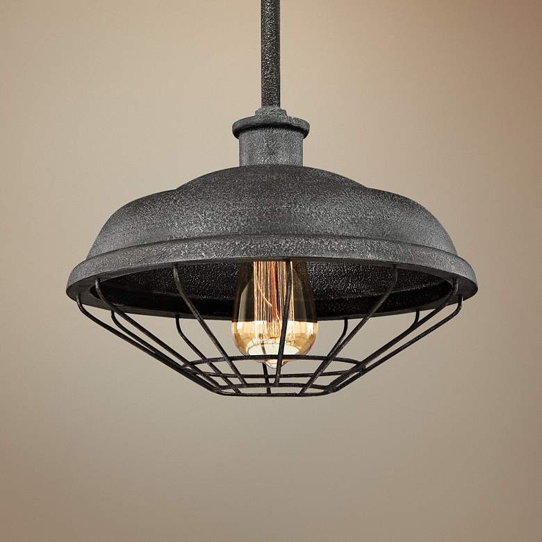 Image 1 Lennex 12" Wide Slated Gray Indoor-Outdoor Mini Pendant