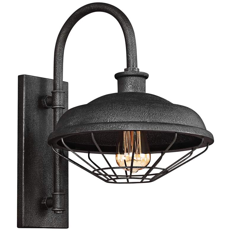 Image 1 Lennex 17 1/4"H Slated Gray Metal Indoor-Outdoor Wall Light