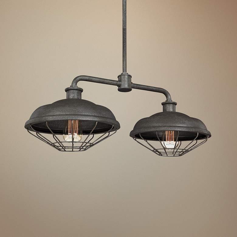 Image 1 Lennex 27 1/2 inchW Gray Outdoor Kitchen Island Light Chandelier